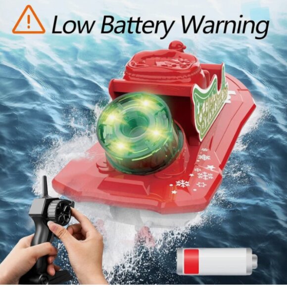 NEW Santa Remote Control Boat for Pools & Lakes with Dual Motors/RED - Picture 5 of 8
